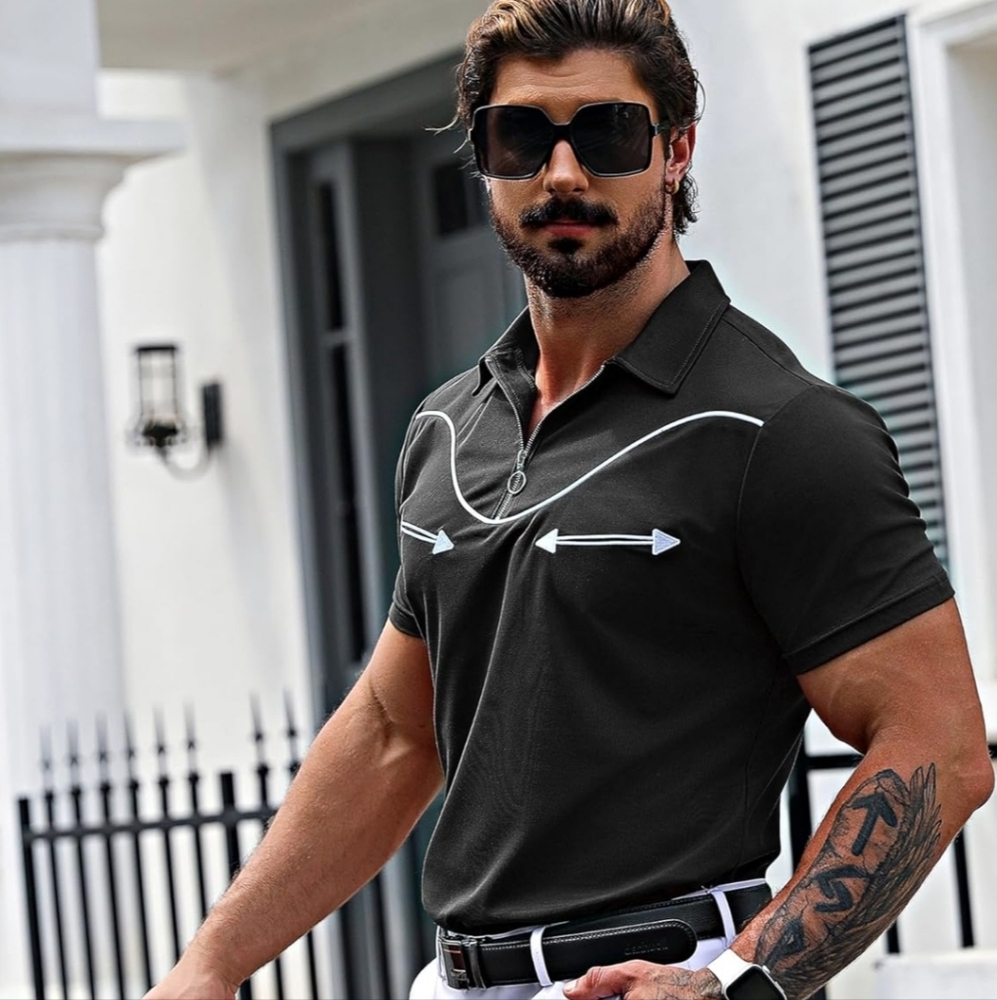 URRU Mens Shirt Slim Fit Rockabilly Western Style Polo. Size S | NWT - Picture 2 of 9